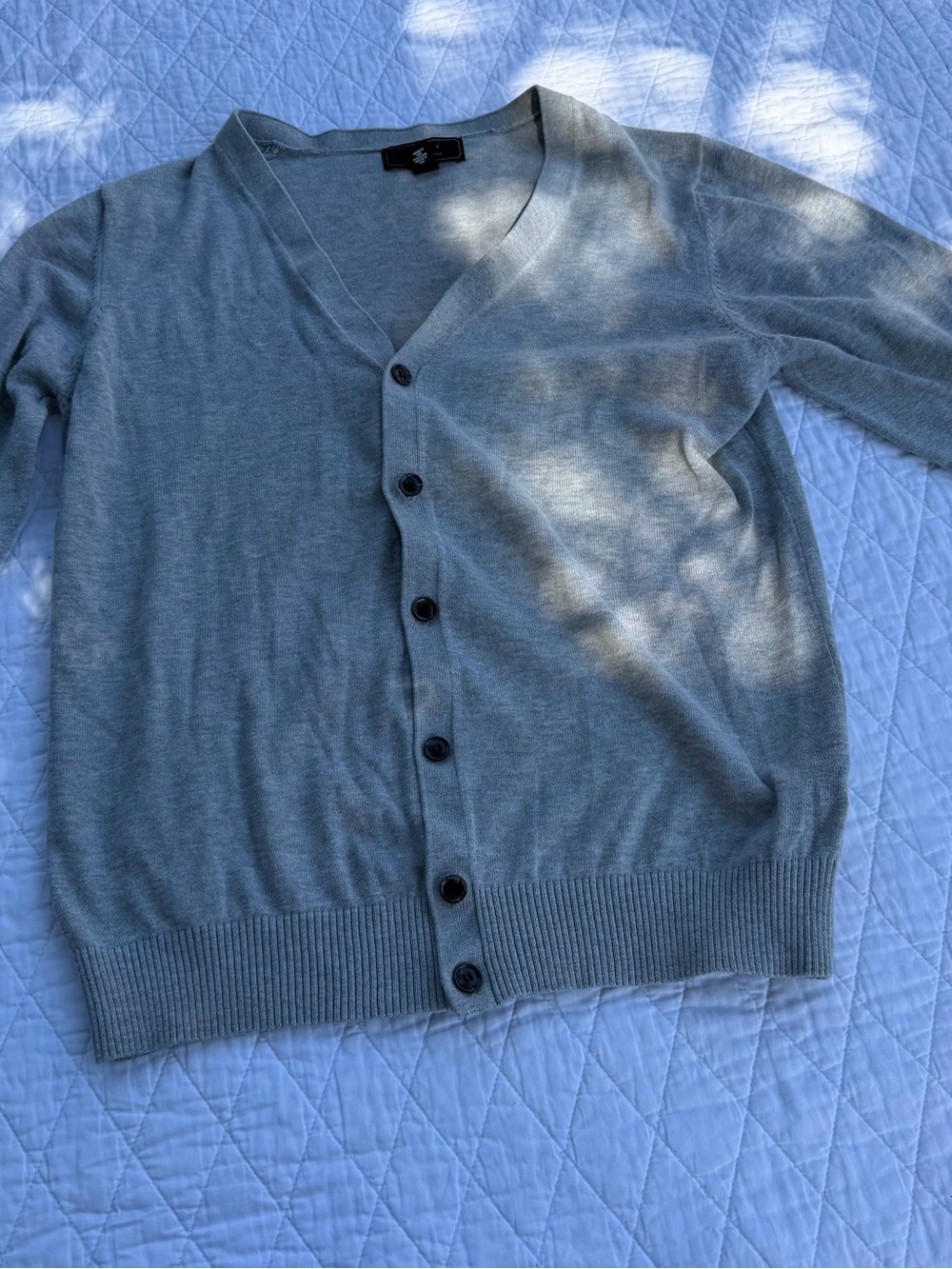 21men Light Gray V-Neck Button-Front Cardigan